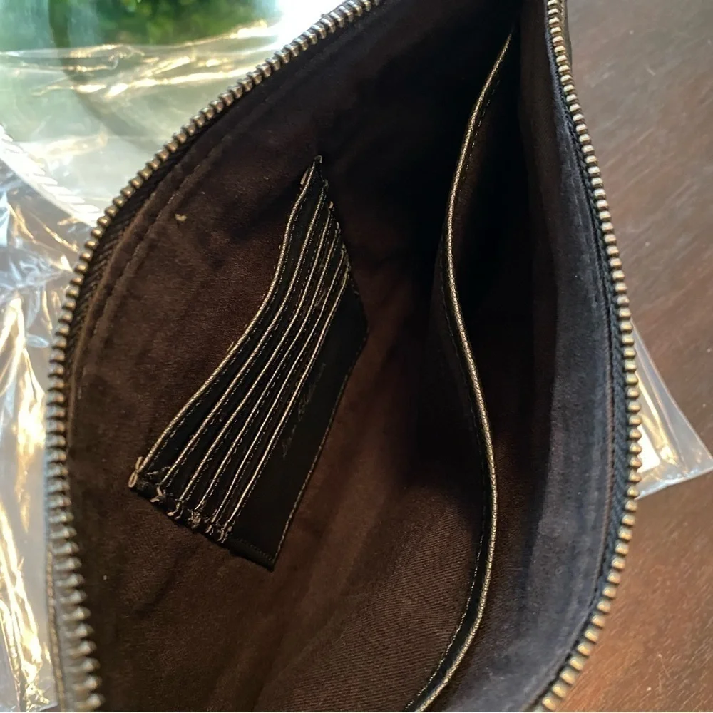 Sam Edelman Seedbead Clutch Stripe Floral Suede with Leather Tassel Pull